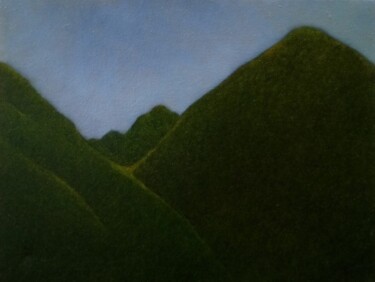 Painting titled "mountains in  winter" by Jan De Vleeschauwer, Original Artwork, Oil Mounted on Wood Stretcher frame