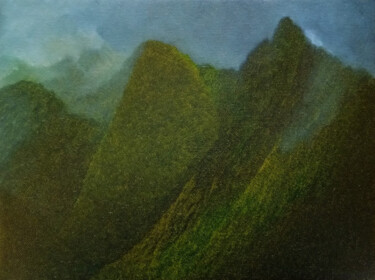Malerei mit dem Titel "Mountainscape VIII" von Jan De Vleeschauwer, Original-Kunstwerk, Öl Auf Keilrahmen aus Holz montiert