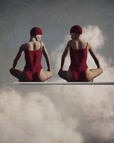 Artes digitais intitulada "Two Women on a Divi…" por Jan Keteleer, Obras de arte originais, Pintura digital