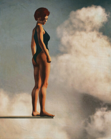 Arte digital titulada "Woman looking down…" por Jan Keteleer, Obra de arte original, Trabajo Digital 2D