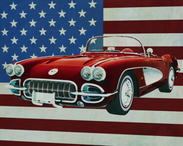 Arts numériques intitulée "Chevrolet Corvette…" par Jan Keteleer, Œuvre d'art originale, Peinture numérique