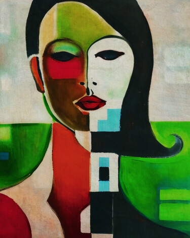 Pintura intitulada "The woman in colorf…" por Jan Keteleer, Obras de arte originais, Pintura digital