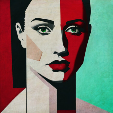 Digitale Kunst getiteld "The gazing girl" door Jan Keteleer, Origineel Kunstwerk, Digitaal Schilderwerk