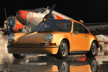 Arte digitale intitolato "Porsche 911 orange…" da Jan Keteleer, Opera d'arte originale, Modellazione 3D