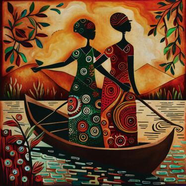 Pintura titulada "African women in a…" por Jan Keteleer, Obra de arte original, Acrílico