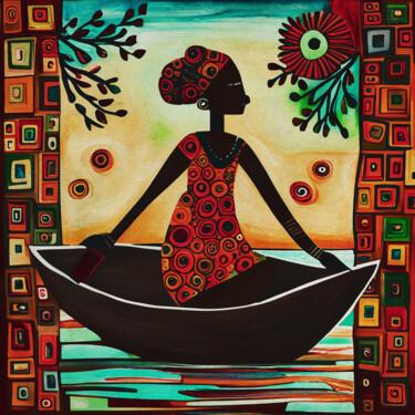 Pintura intitulada "African girl in tra…" por Jan Keteleer, Obras de arte originais, Acrílico