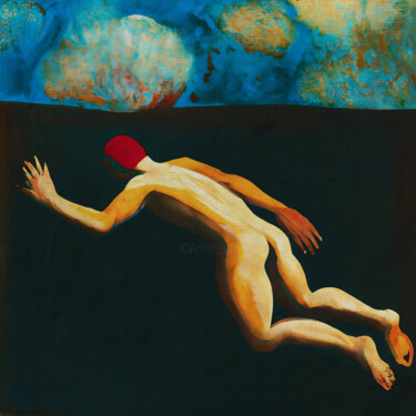 Malarstwo zatytułowany „The leap into darkn…” autorstwa Jan Keteleer, Oryginalna praca, Malarstwo cyfrowe Zamontowany na Dre…