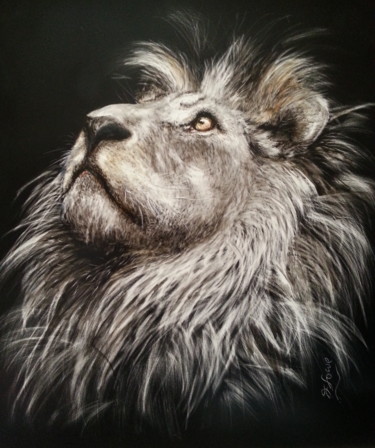 Drawing titled "Ode to Cecil" by Jan Lowe, Original Artwork, Scratchboard Mounted on Wood Panel
