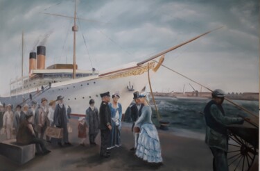 Pintura intitulada "immigratie van alle…" por Jan Marien, Obras de arte originais, Óleo