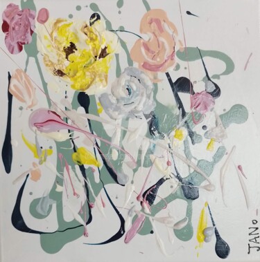 Malerei mit dem Titel "Flowerfall No. 10" von Jan O'Sullivan, Original-Kunstwerk, Acryl Auf Holzplatte montiert
