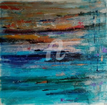 Painting titled "Sea Escape #2" by Jan O'Sullivan, Original Artwork, Acrylic Mounted on Wood Stretcher frame