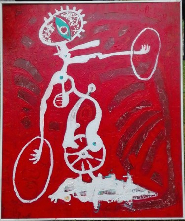 Painting titled "clown 2" by Jan Pevný, Original Artwork, Acrylic Mounted on Wood Stretcher frame