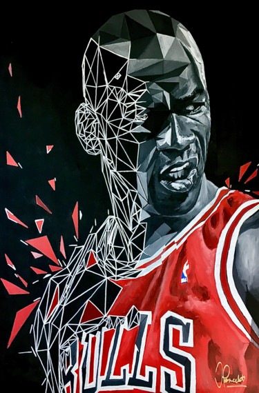 Ζωγραφική με τίτλο "Michael Jordan" από Jan Poncelet, Αυθεντικά έργα τέχνης, Ακρυλικό