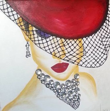 Painting titled "Dame mit Hut" by Jana Marusincova, Original Artwork