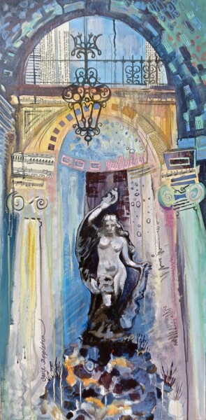 Schilderij getiteld "Behind the great oa…" door Jane Appleton, Origineel Kunstwerk, Acryl