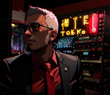 Arte digital titulada "Tokyo Man" por Jane Clevens, Obra de arte original, Trabajo Digital 2D