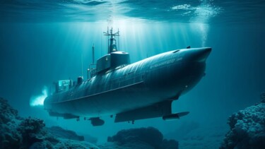 Digitale Kunst getiteld "Lost Submarine" door Jane Clevens, Origineel Kunstwerk, 2D Digital Work