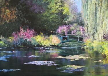 Painting titled "Claude Monet Water…" by Jane Lantsman, Original Artwork, Oil