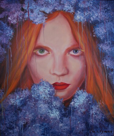 Peinture intitulée "Redhead Lilac nymph" par Jane Lantsman, Œuvre d'art originale, Huile
