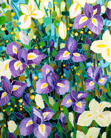 绘画 标题为“Irises” 由Margot Raven, 原创艺术品, 丙烯