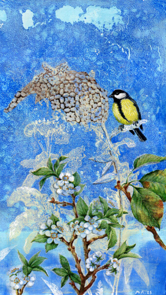 Malerei mit dem Titel "Apricot blossom" von Margot Raven, Original-Kunstwerk, Acryl