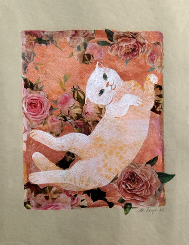 Malerei mit dem Titel "A cat named Sugar" von Margot Raven, Original-Kunstwerk, Acryl