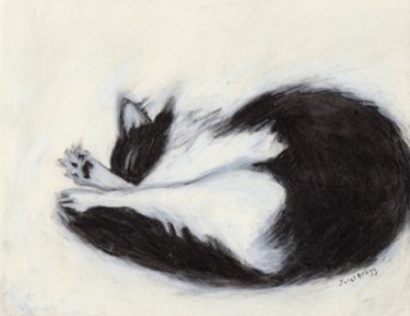 Drawing titled "Thomas taking a Nap…" by Janel Bragg, Original Artwork, Charcoal