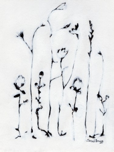 Zeichnungen mit dem Titel "Clover, Wild Chamom…" von Janel Bragg, Original-Kunstwerk, Kohle
