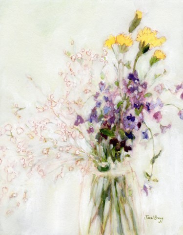 Malerei mit dem Titel "Phlox, Carnation an…" von Janel Bragg, Original-Kunstwerk, Aquarell