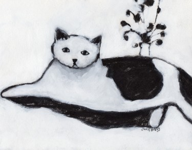 「Thomas Lounging」というタイトルの絵画 Janel Braggによって, オリジナルのアートワーク, 木炭