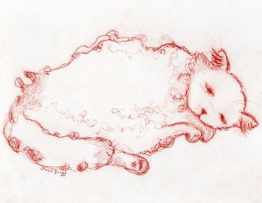 Rysunek zatytułowany „Thomas in Red Pencil” autorstwa Janel Bragg, Oryginalna praca, Ołówek