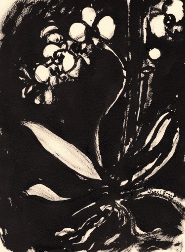 Pittura intitolato "Orchid in Sumi Ink" da Janel Bragg, Opera d'arte originale, Inchiostro