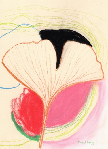 Pittura intitolato "Ginkgo Leaves in Co…" da Janel Bragg, Opera d'arte originale, Matite colorate