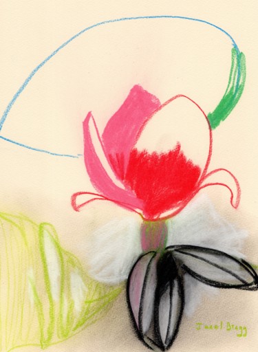 Peinture intitulée "Magnolia in Color II" par Janel Bragg, Œuvre d'art originale, Conté