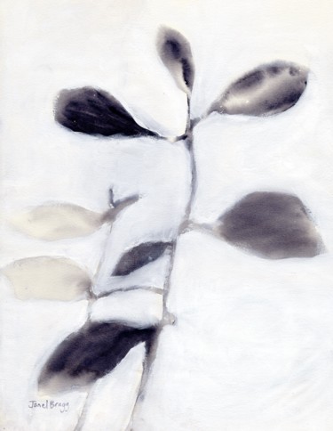 Painting titled "Leaves in Gray" by Janel Bragg, Original Artwork, Watercolor