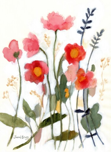 Painting titled "Floral with Wild Ro…" by Janel Bragg, Original Artwork, Watercolor