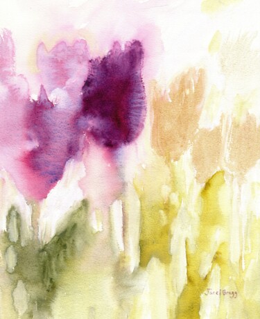 Schilderij getiteld "Tulips in Watercolor" door Janel Bragg, Origineel Kunstwerk, Aquarel