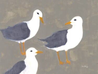 Pintura intitulada "Seagull Social II" por Janel Bragg, Obras de arte originais, Aquarela
