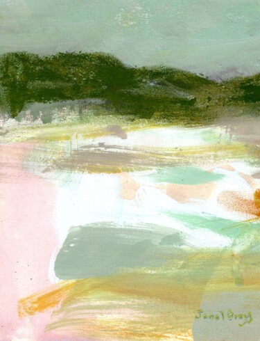 Peinture intitulée "Landscape with Gree…" par Janel Bragg, Œuvre d'art originale, Pastel