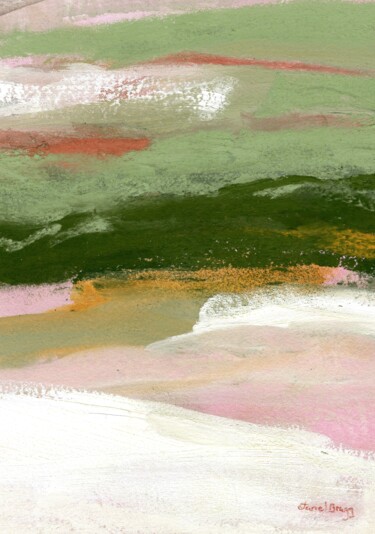 Peinture intitulée "Landscape with Gree…" par Janel Bragg, Œuvre d'art originale, Aquarelle