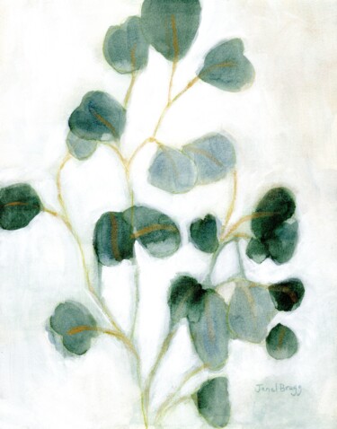 Pintura titulada "Emerald Leaf Reveri…" por Janel Bragg, Obra de arte original, Acuarela