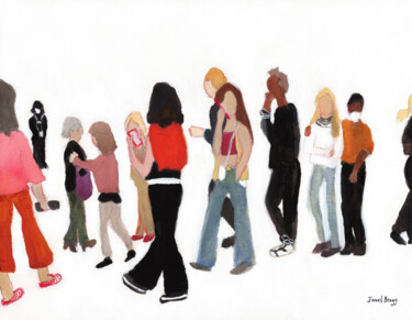 Pintura intitulada "Museum Goers" por Janel Bragg, Obras de arte originais, Aquarela