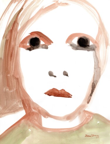 Картина под названием "Portrait with Inten…" - Janel Bragg, Подлинное произведение искусства, Акварель