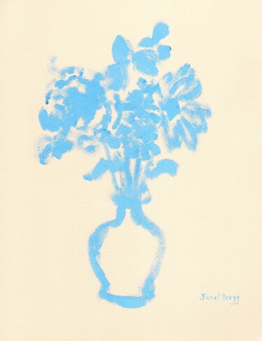 Ζωγραφική με τίτλο "Still Life in Blue…" από Janel Bragg, Αυθεντικά έργα τέχνης, Ακουαρέλα