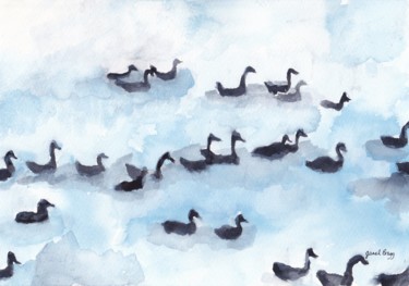 Peinture intitulée "Wild Geese in Fidal…" par Janel Bragg, Œuvre d'art originale, Aquarelle