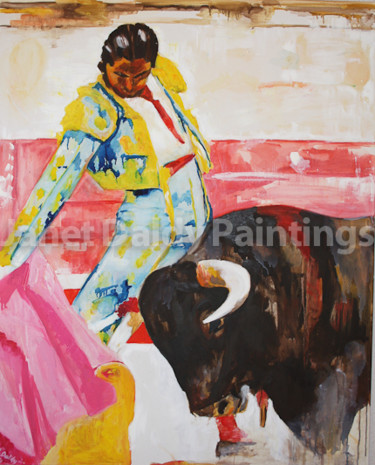 Painting titled "Bullfighting" by Janet Daldy, Original Artwork, Oil