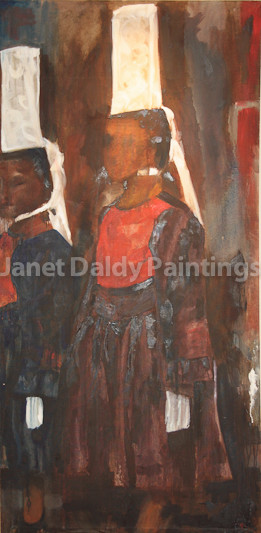 Painting titled "La Fête de Filet Bl…" by Janet Daldy, Original Artwork, Oil