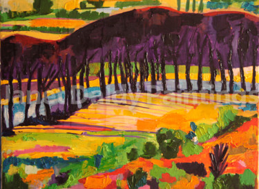Peinture intitulée "Le Canal du Midi, v…" par Janet Daldy, Œuvre d'art originale, Huile