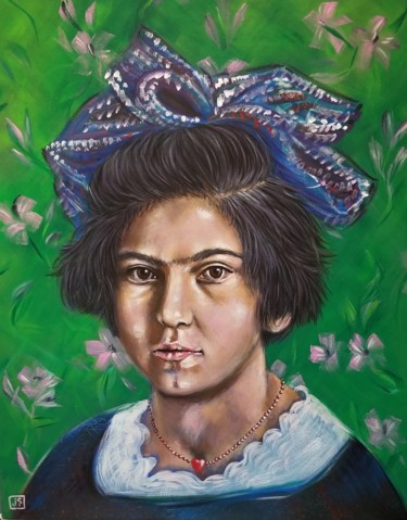 Painting titled "Young Frida Kahlo" by Janice Serilla, Original Artwork, Acrylic