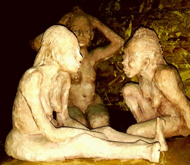 Sculpture titled "Concertation" by Janie B., Original Artwork, Terra cotta